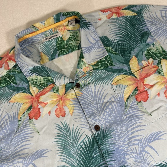 Tommy Bahama Islandzone Men's 3XL Blue Floral Silk Short Sleeve Button Up Shirt - Picture 1 of 6